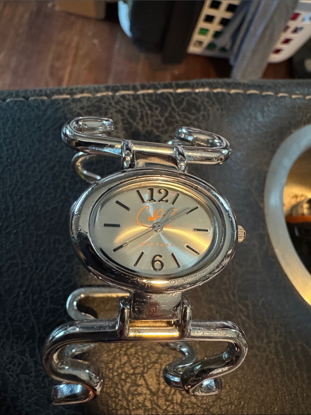 Carlos Santana Silver Oval Clip-On Watch